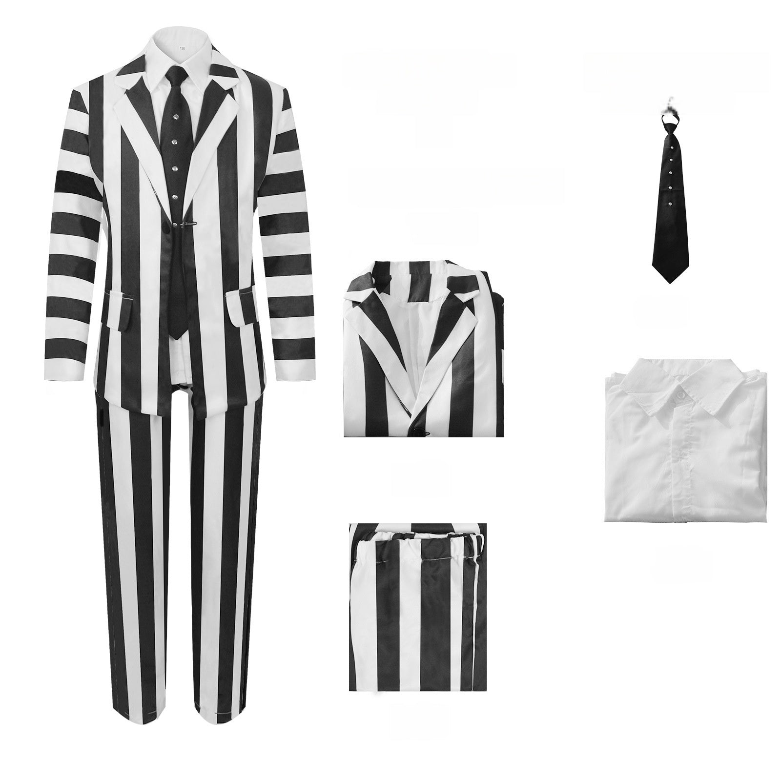 Beetlejuice Cosplay Costume Michael Keaton Style Halloween Outfit For Adult/Kids - Halloweez