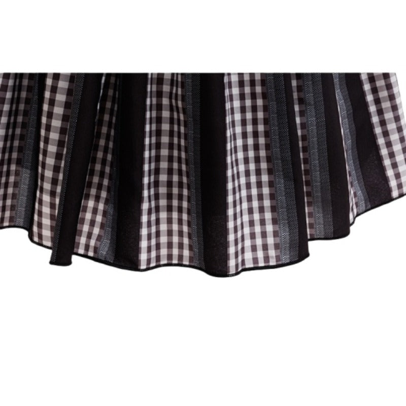 Halloween Dress for Girls Cosplay Addams Family Wednesday Heroine Stripe Fake Two-Piece Princess Dress - Halloweez