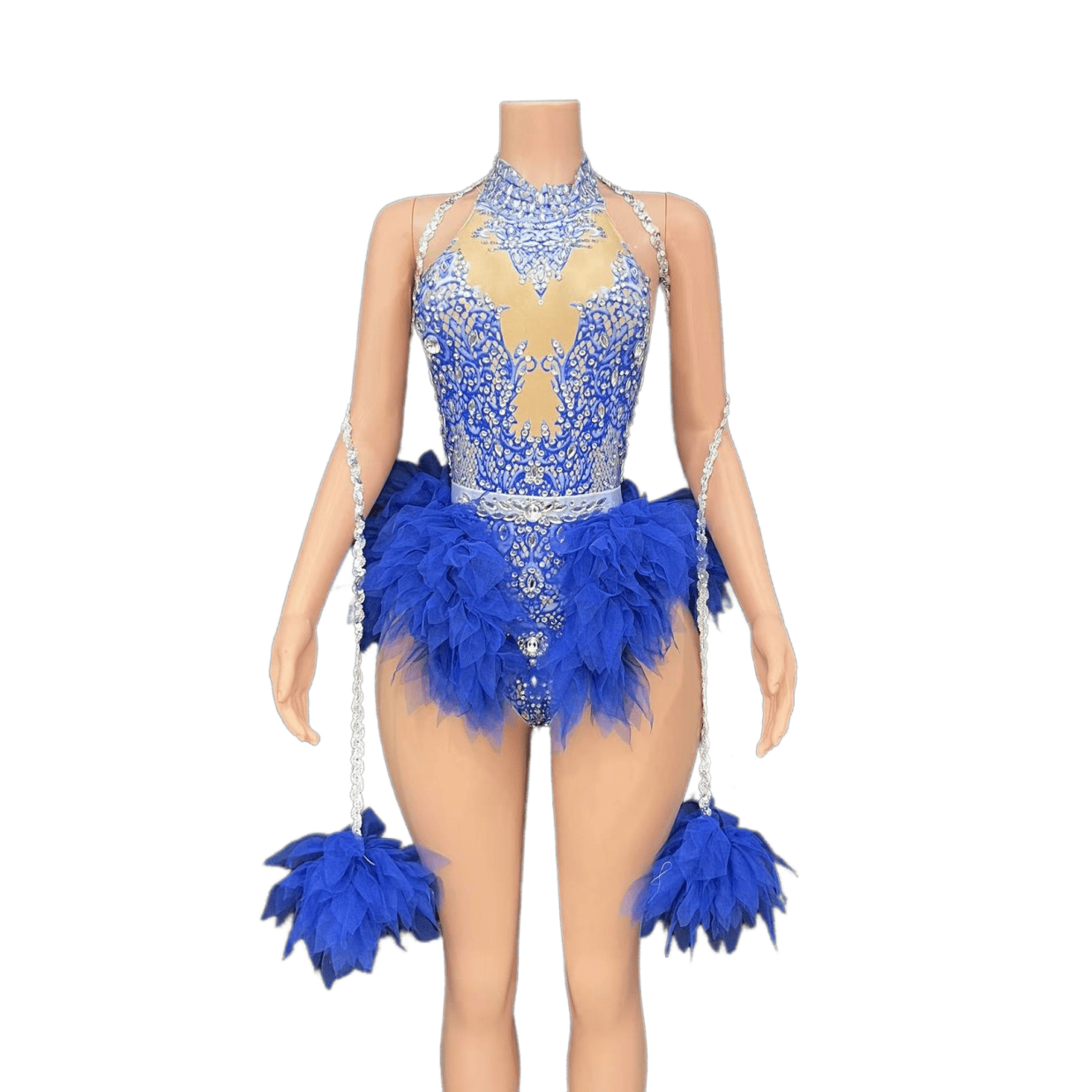 GC Singer Dance Shiny Diamond Stretchy Slim Pink Mesh Bodysuit Stage Performance Costume Women Flash Diamond - Light Green - Halloweez