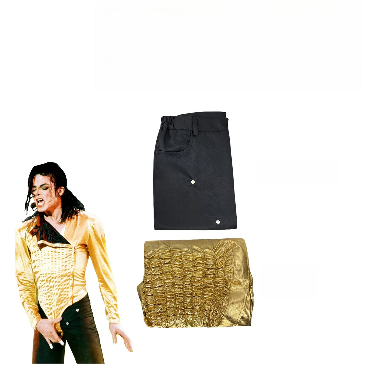 Michael Jackson Gold Jumpsuit Cosplay Costume, Custom Outfit for Stage & Halloween