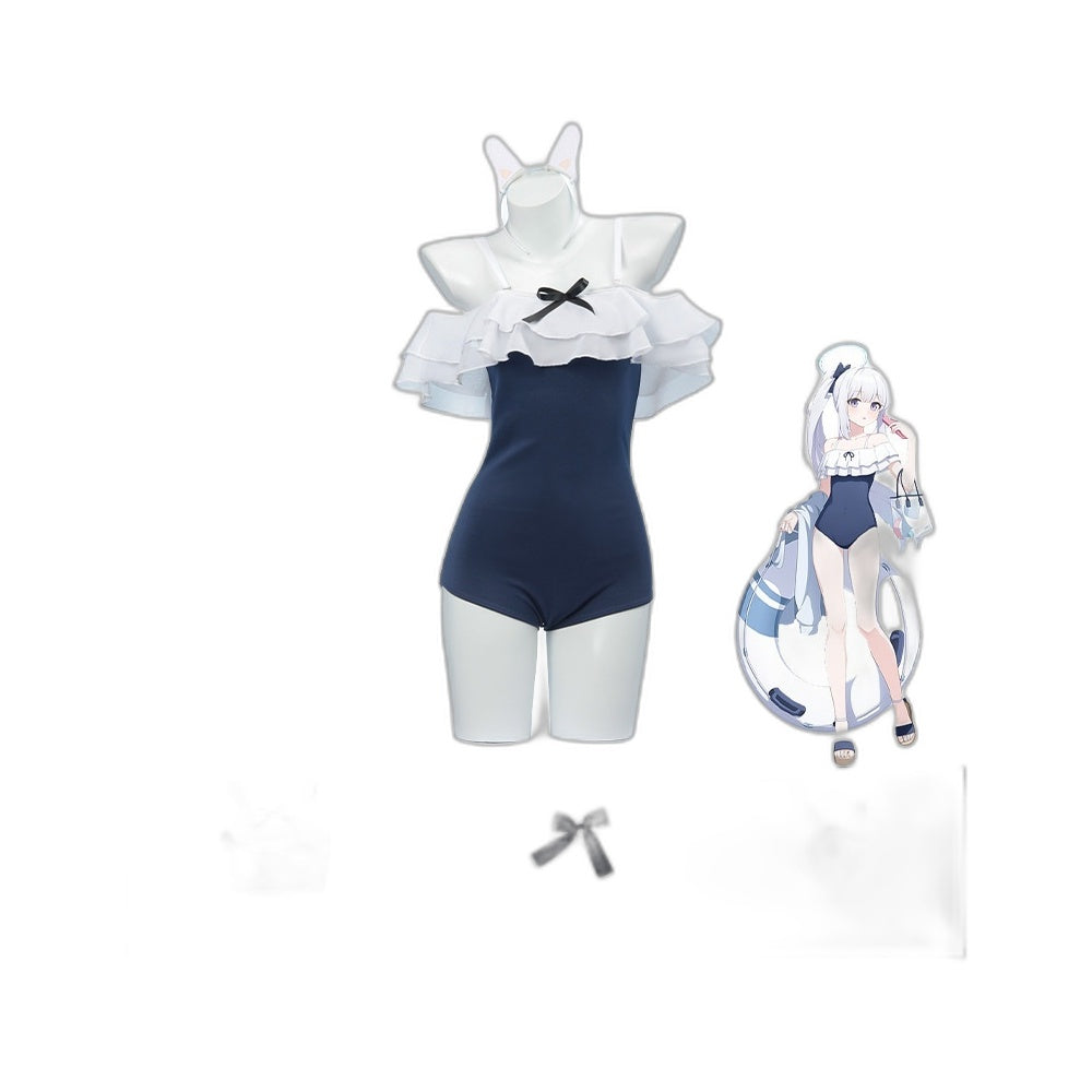 Blue Archive Tsukiyuki Miyako One-piece Swimsuit Cosplay Costume 2D Game Character Outfit - Halloweez