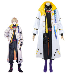Rainbow VTuber Fuura Kanato Anime Cosplay Costume Long Sleeve Trench Coat Set - Halloweez