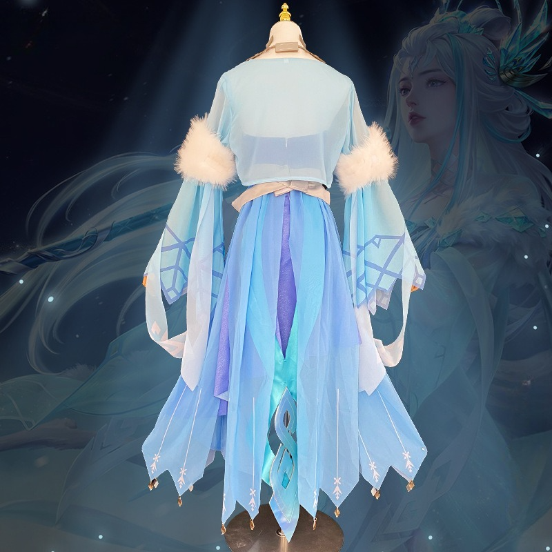 Honor of Kings Luna Frost Moon Chant Cosplay Costume Ice Flower Full Set - Halloweez