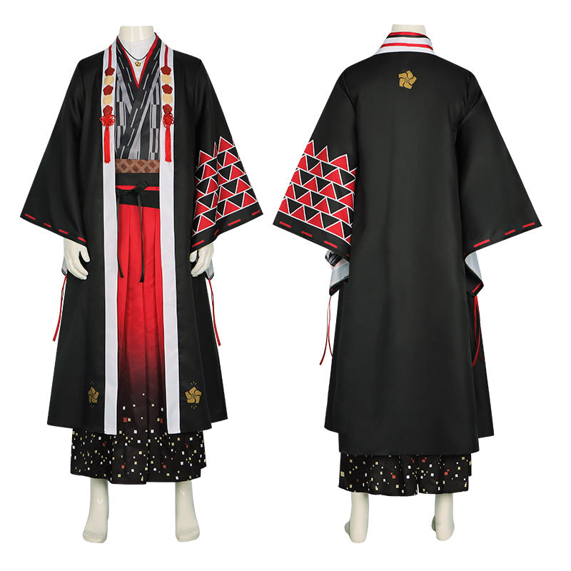 VTuber Virtual Cos Costume Crescent Moon Fujishiro Cosplay Kimono Samurai Costume Role Play Costume Japanese Robe - Halloweez
