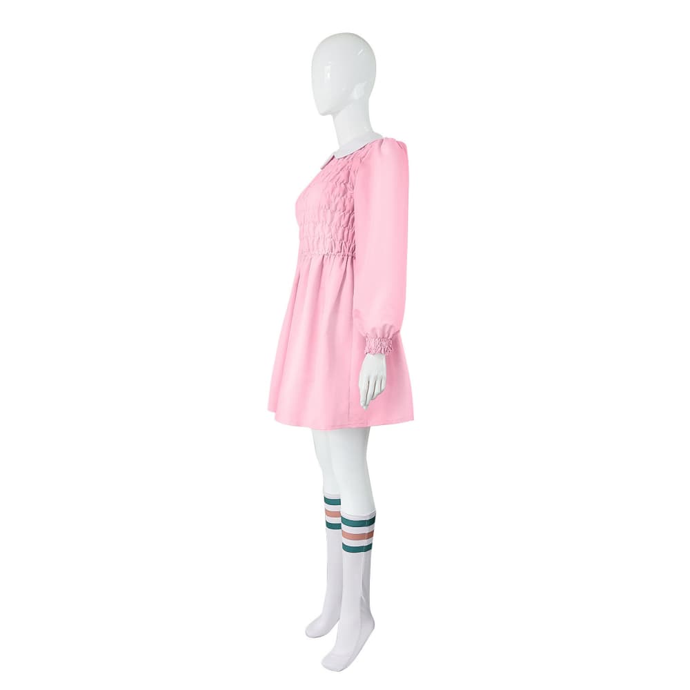 Stranger Things Eleven Pink Dress Costume with Wig - Halloweez