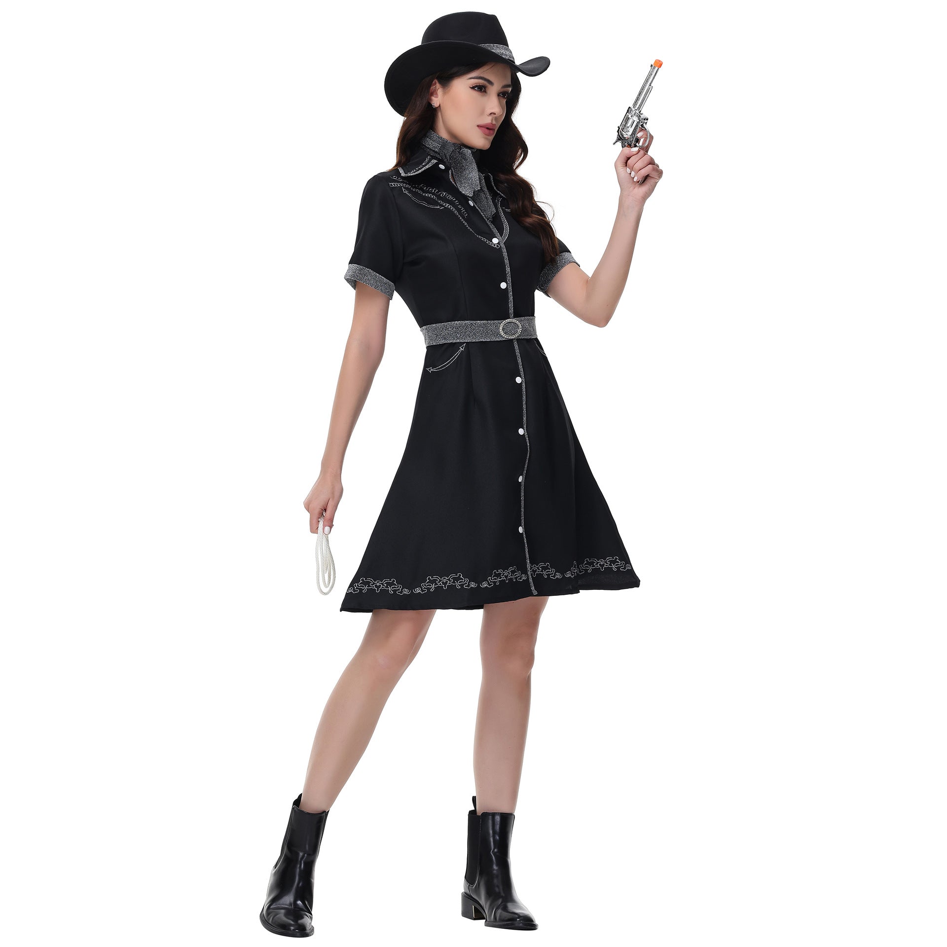 2025 Custom Western Cowboy Costume for Women Halloween Party Cosplay Performance - Halloweez