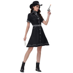 2025 Custom Western Cowboy Costume for Women Halloween Party Cosplay Performance - Halloweez