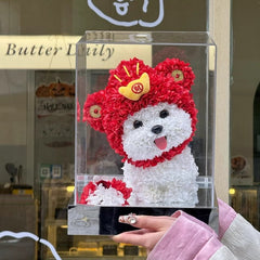 Caja de regalo con figura de cachorro de bichón maltés de Halloween: regalo de Navidad ideal para novia o mejor amiga