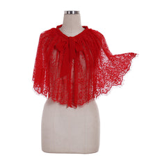 Elegant Red Lace Cloak - Perfect for Wicca, Medieval, Girls' Bridal, and Halloween Cosplay