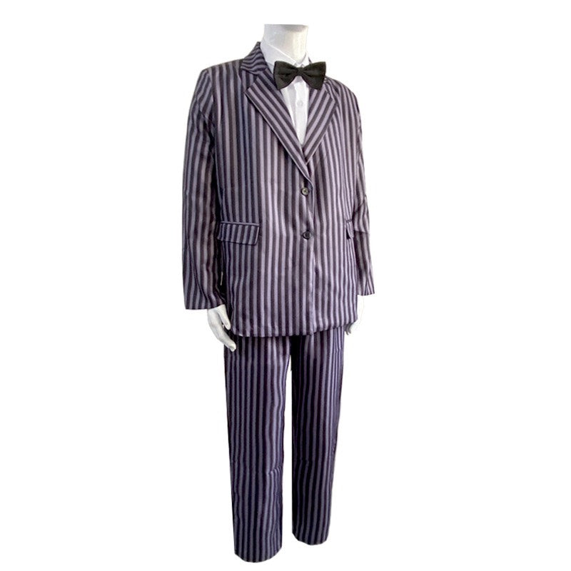 Halloween Adams Family Wednesday Addams Cosplay Costume Black Dress - Halloweez