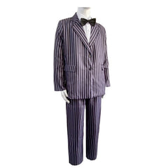 Halloween Adams Family Wednesday Addams Cosplay Costume Black Dress - Halloweez