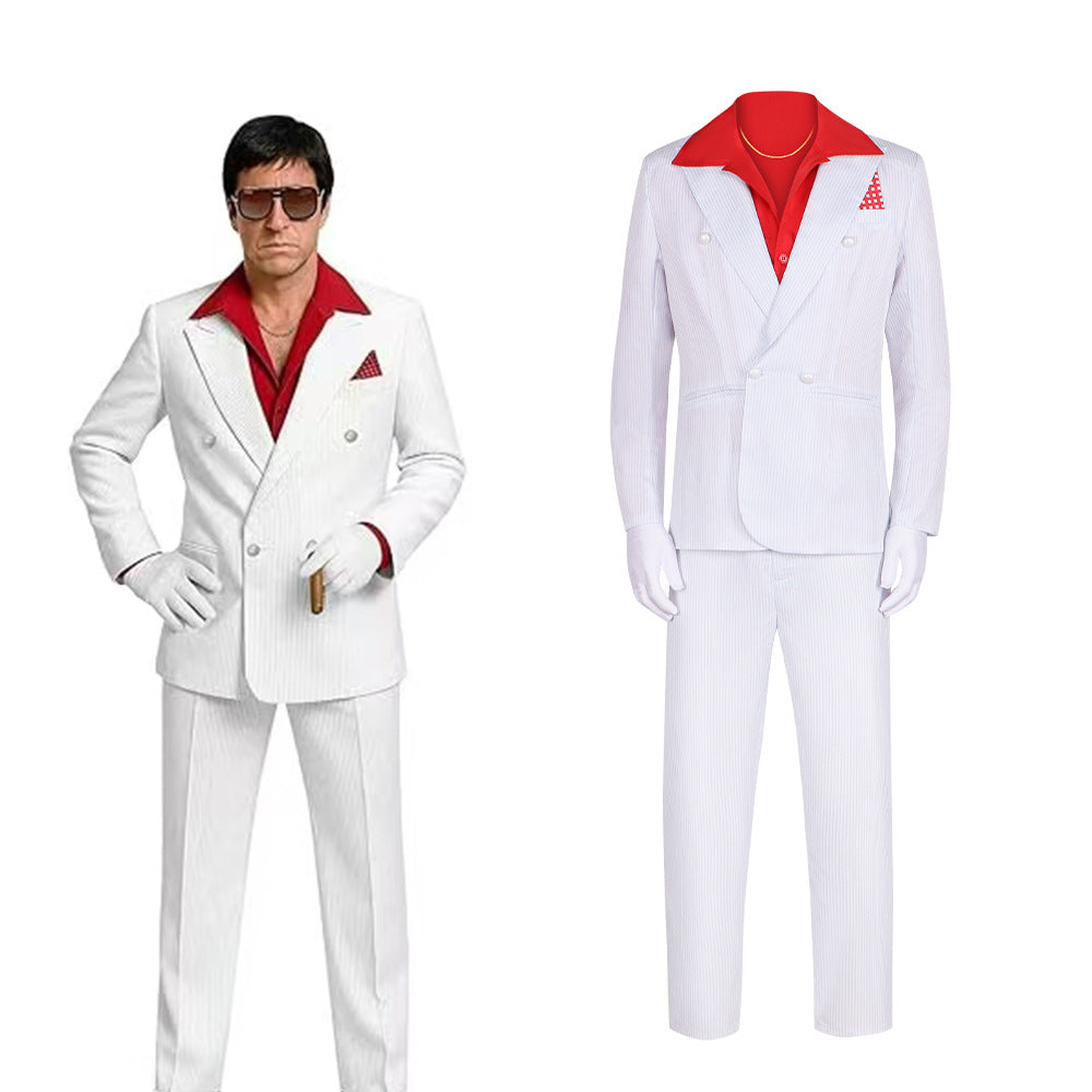 Scarface Tony Montana Cosplay Costume Al Pacino Movie Suit Outfit for Stage Performance Halloween Party
