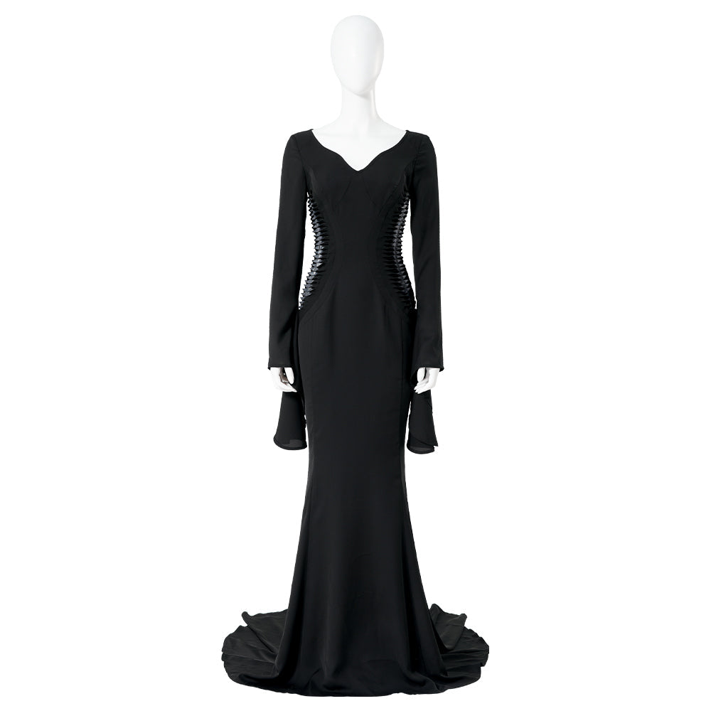 Halloweez Morticia Addams Cosplay Costume - Black Vintage Dress for Halloween Carnival