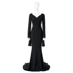 Halloweez Morticia Addams Cosplay Costume - Black Vintage Dress for Halloween Carnival