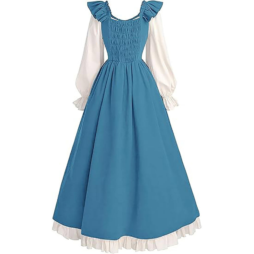 Medieval Renaissance Victorian Laced Sleeve Long Dress Irish Formal Dress Halloween Costume - Halloweez
