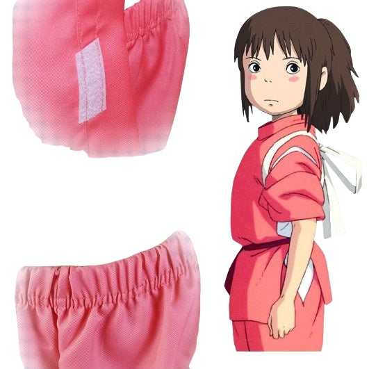 Chihiro Ogino Pink Work Kimono Cosplay Costume from Spirited Away - Halloweez