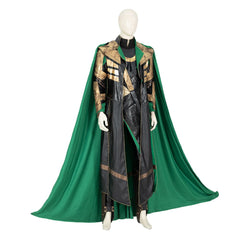 Premium Halloween Loki Cosplay Outfit, Battle Suit with Damaged Jumpsuit, Armor, and Helmet by Halloweez