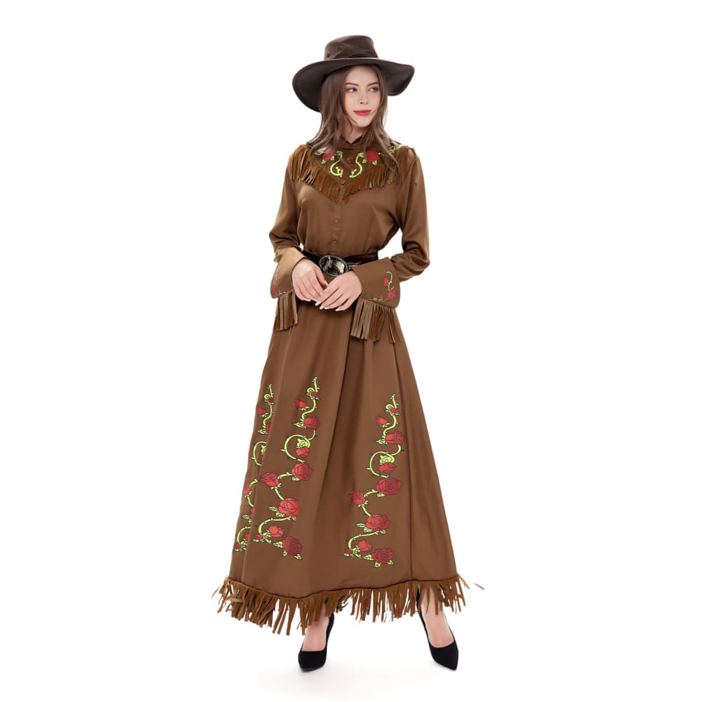 Western Cowboy Legendary Gunslinger Cosplay Costume for Halloween Party, Adult Hunter Outfit with Hat and Accessories - Halloweez