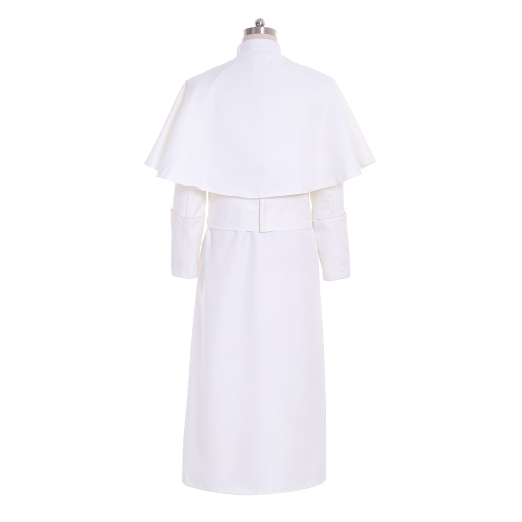 Elegante túnica blanca de sacerdote para Halloween: auténtico disfraz de mago gótico medieval