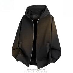 Men's Zip‑Up Hoodie Jacket,Loose Minimalist Premium Autumn Sports Outerwear Custom