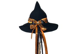 Halloween Bow Pumpkin Decoration Cotton Gauze Witch Hat Wide Brim Halloween Witch Hat Head Accessories - Halloweez