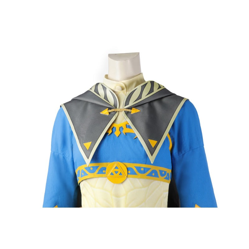 Costume de cosplay bleu de la princesse Zelda d'Halloween - Tenue inspirée de Breath of the Wild pour Halloween et événements spéciaux