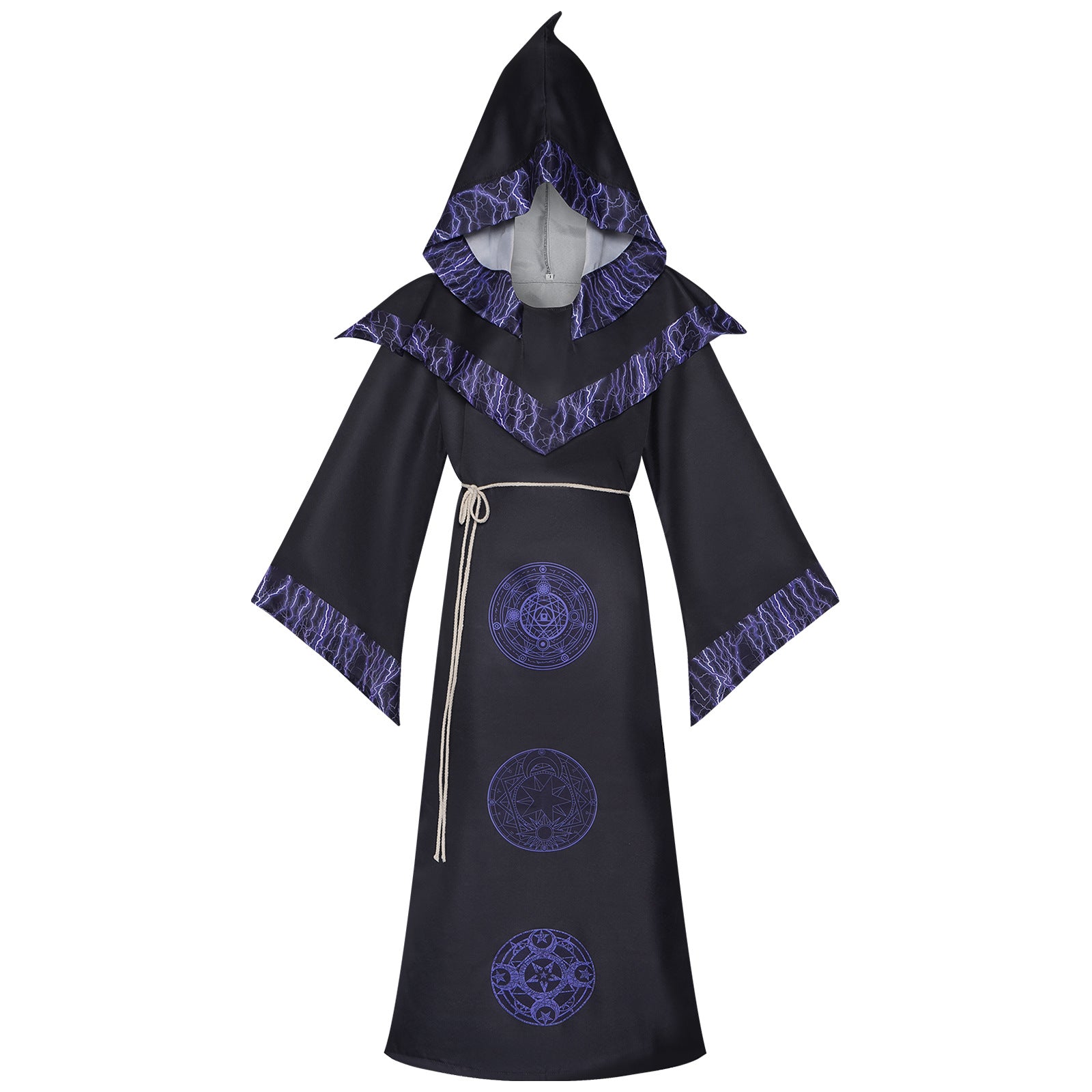 Cross-border Dark Wizard Robe Cosplay Costume Halloween Medieval Wizard Hooded Cape Stage Performance Outfit - Halloweez