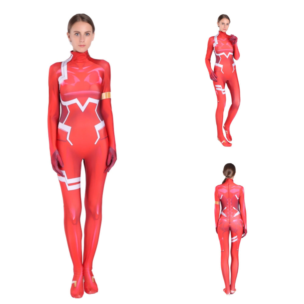 Women's Anime Zero Two 02 DARLING in the FRANXX Cosplay Bodysuit - Premium Quality - Halloweez