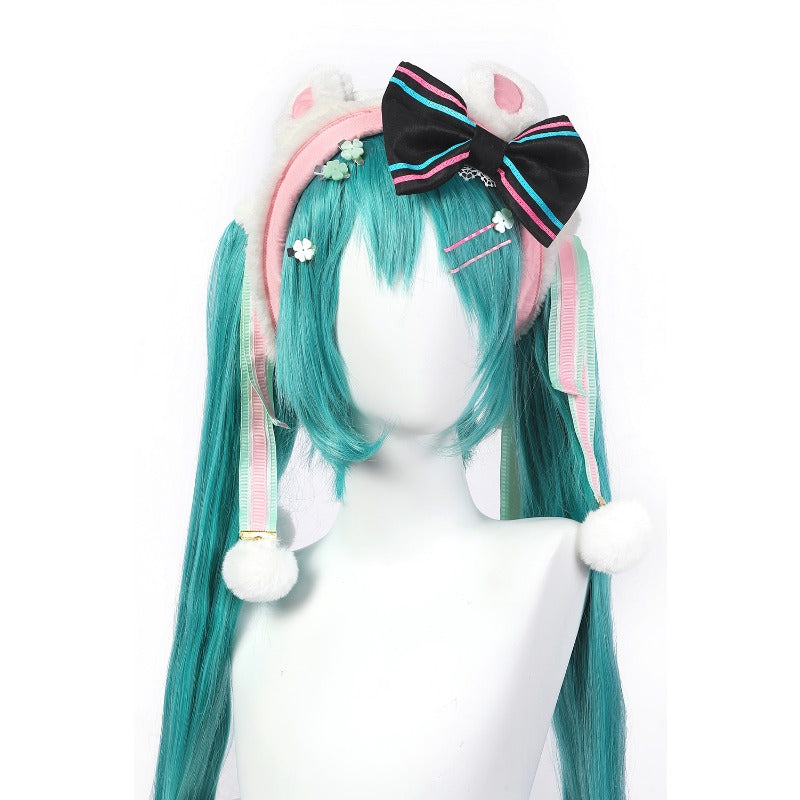 Disfraz de cosplay de Clover Bunny Miku encantador para Halloween 2021 con botas: atuendo inspirado en Hatsune Miku