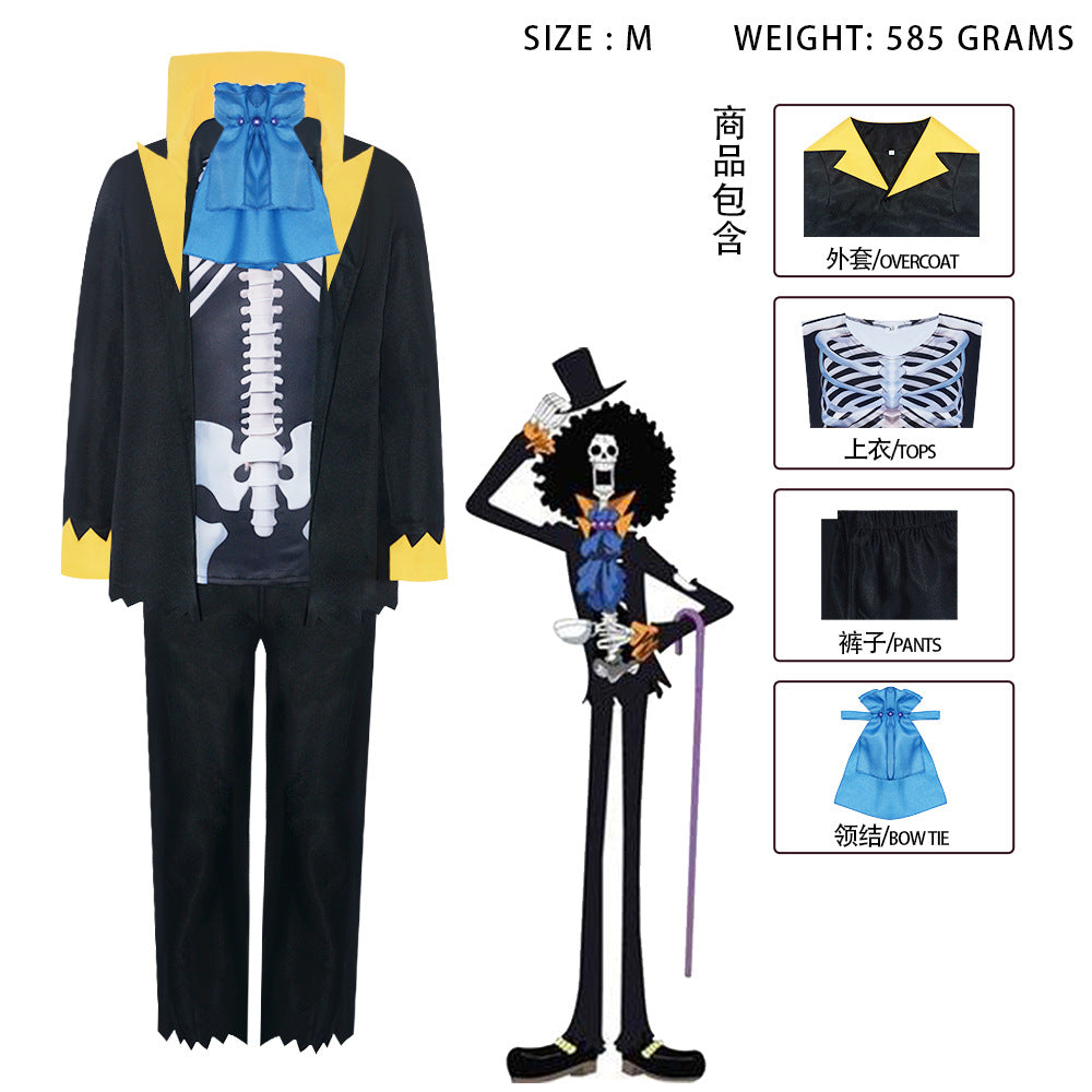 Anime One Piece Brook Cosplay Costume 2D Comic Con Floral Suit
