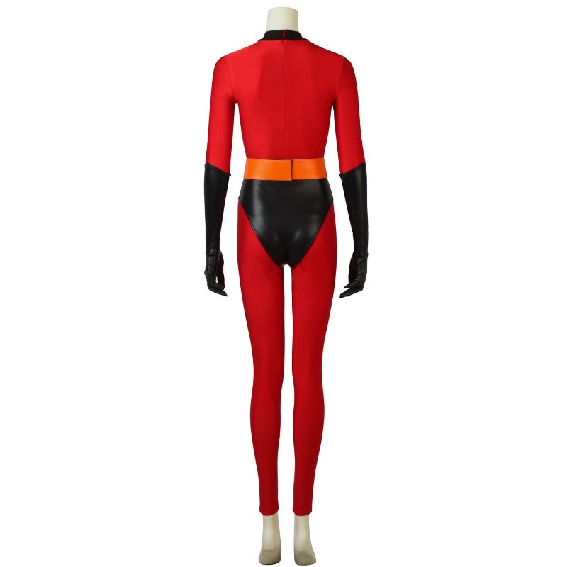 Impresionante traje de cosplay de Helen Parr de Elastigirl de Incredibles 2 con máscara de Halloween