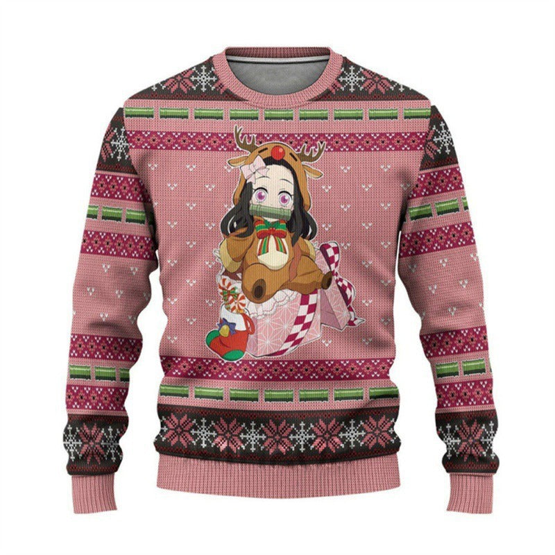 New Demon Slayer 3D Print Casual Loose Fit Christmas Sweatshirt - Halloweez