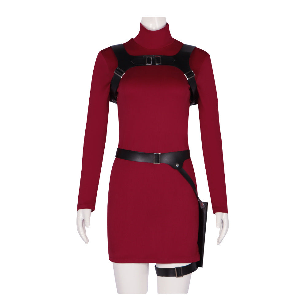 Ada Wong Red Long-Sleeved Dress Cosplay Costume for Resident Evil 4 Remake - Game Character Outfit