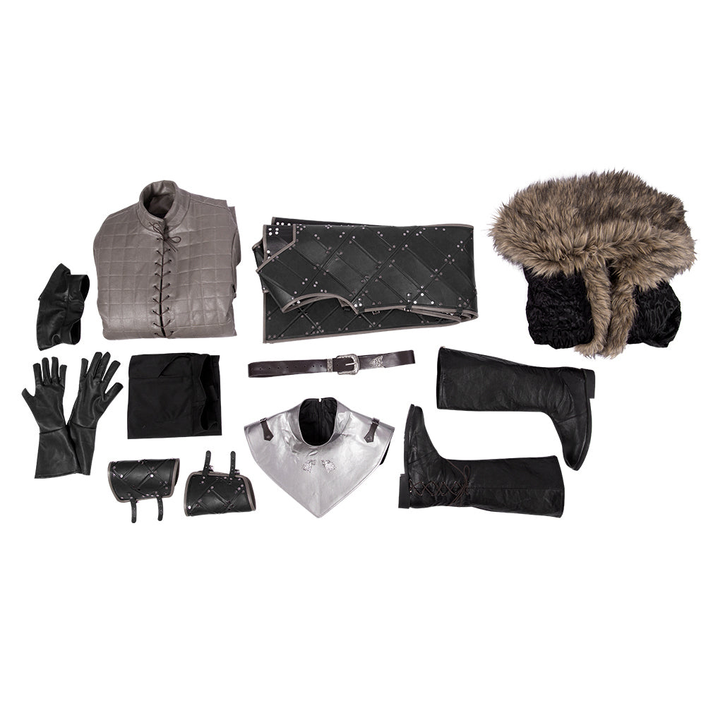Game of Thrones Season 8 Jon Snow Cosplay Costume, A Song of Ice and Fire Same Style Medieval Outfit for Men - Halloweez