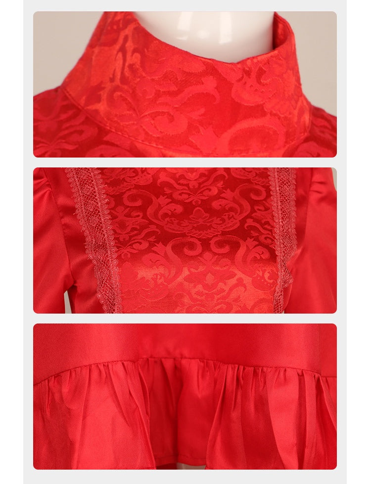 Pearl Cosplay Costume Red Dress from Horror Movie X Prequel for Women - Halloweez
