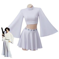 Star Wars Princess Leia White Dress Cosplay Costume - Movie Role Play Outfit - Halloweez