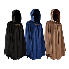 Medieval Deer Suede Cloak Halloween Vintage Battle Warrior Magic Robe Cosplay Costume - Halloweez