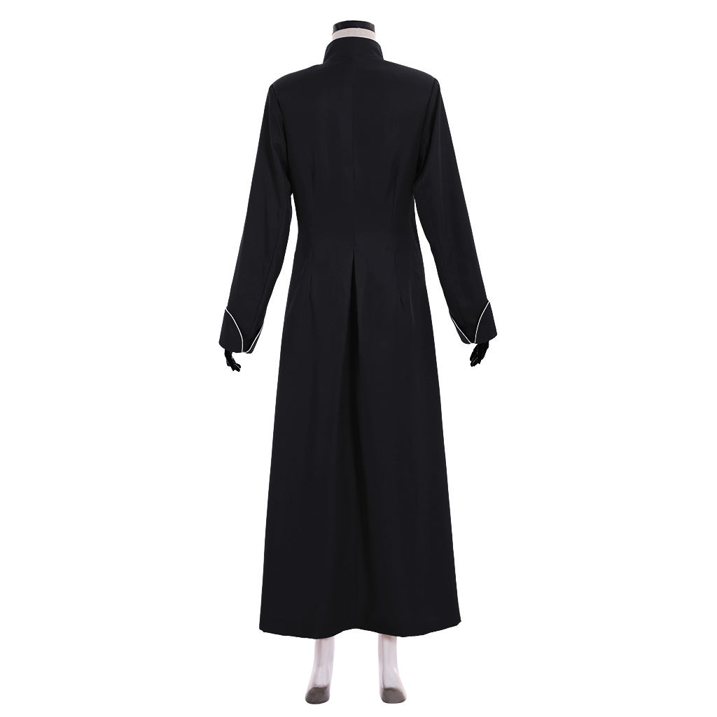 Costume de cosplay authentique de prêtre chrétien médiéval pour homme - Robe noire à manches longues pour Halloween Carnaval