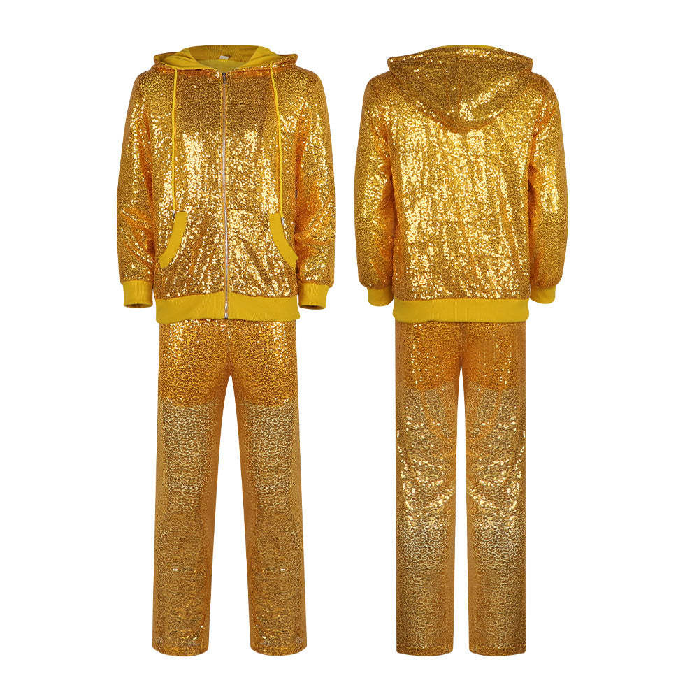 Sing (Happy Voices) cosplay costume - Pig Dad's gold stage performance outfit, disco sequin dance costume - Halloweez