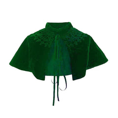Velvet Gold Cape Victorian Short Tie Cape Halloween Costume - Halloweez