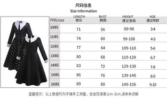 Wednesday Addams Cosplay Dress for Girls - The Addams Family Movie Costume - Halloweez