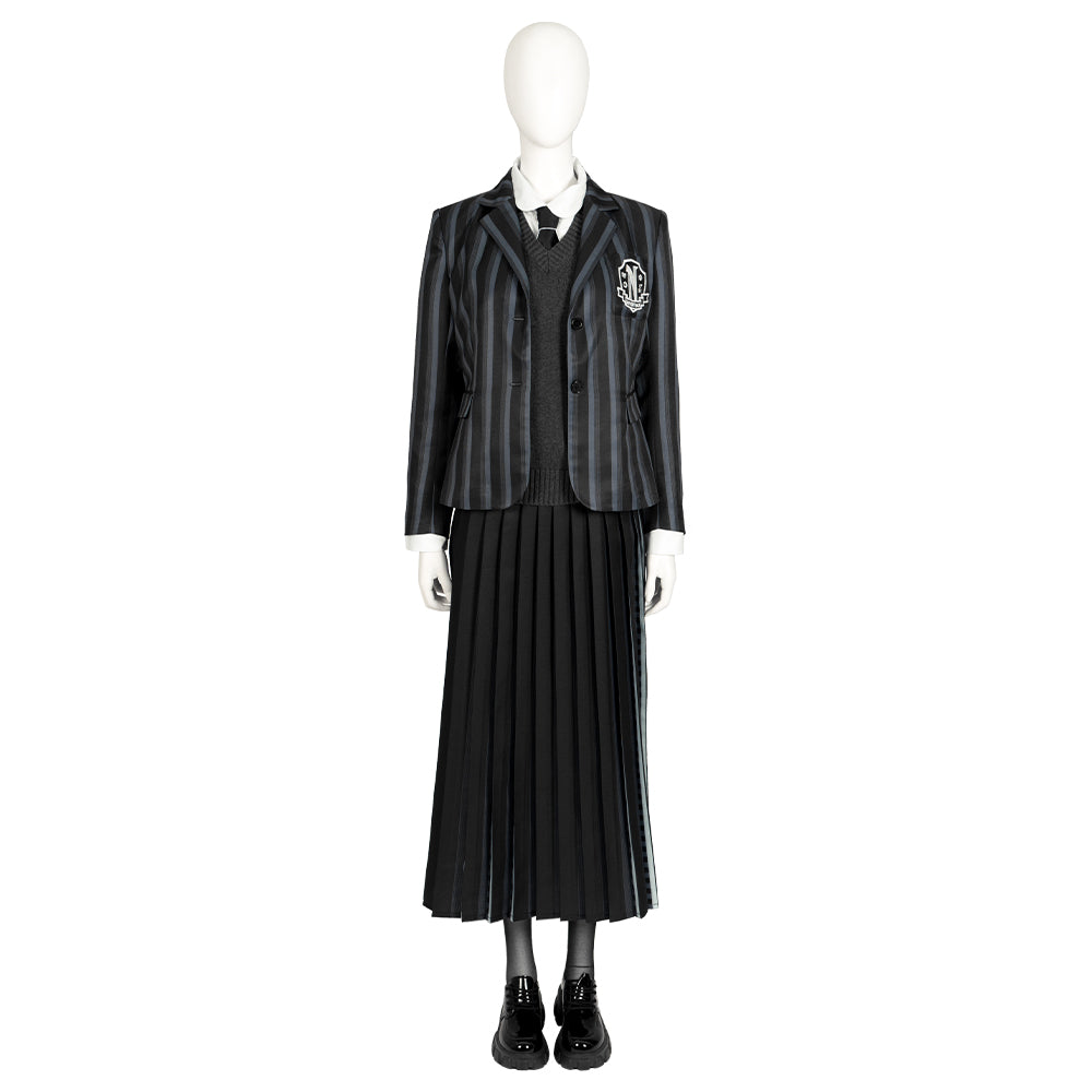 Conjunto de uniforme escolar de 5 piezas para niñas inspirado en Los Addams de Halloween Wednesday para Halloween y fiestas
