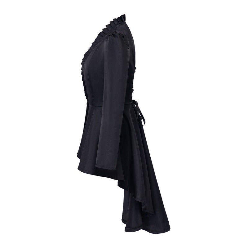 Elegant Halloweez Vintage Gothic High-Low Cocktail Dress – Women's Long Sleeve Medieval Cosplay Costume