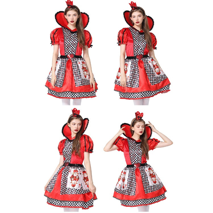 Queen of Hearts Cosplay Costume Alice in Wonderland Halloween Dress