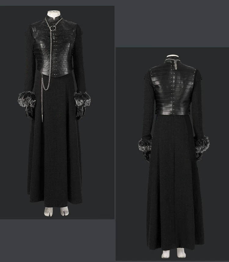 Game of Thrones Season 8 Sansa Stark Cosplay Full Set Outfit, A Song of Ice and Fire Same Style Medieval Costume for Women - Halloweez