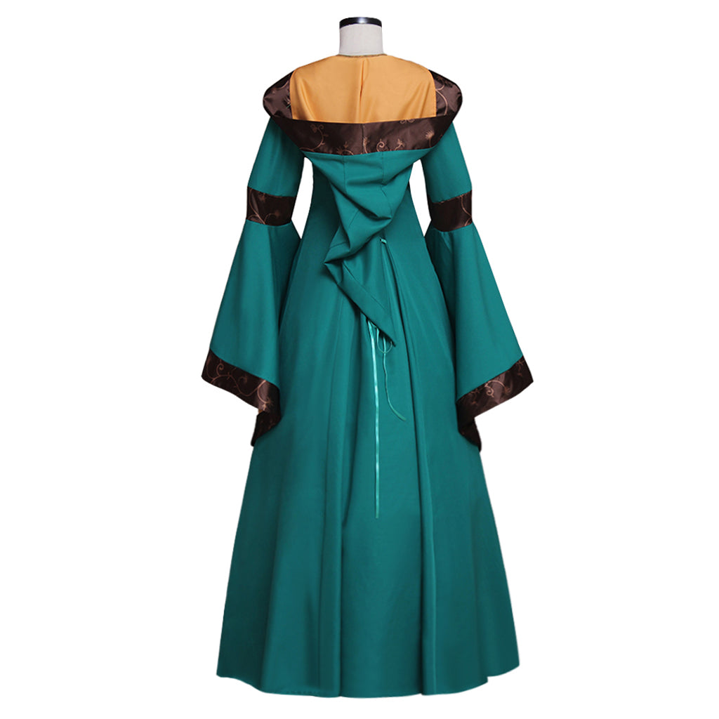 Elegant Green Renaissance Victorian Dress Gown for Adult Fantasy Parties and Cosplay