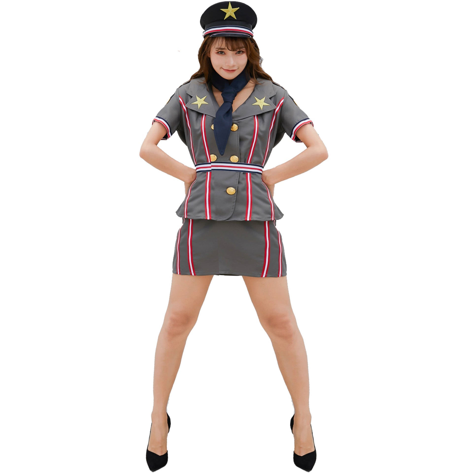 Stylish Halloweez Pilot & Policewoman Cosplay Costume for Women - Anime-Inspired Uniform for Stage Performances