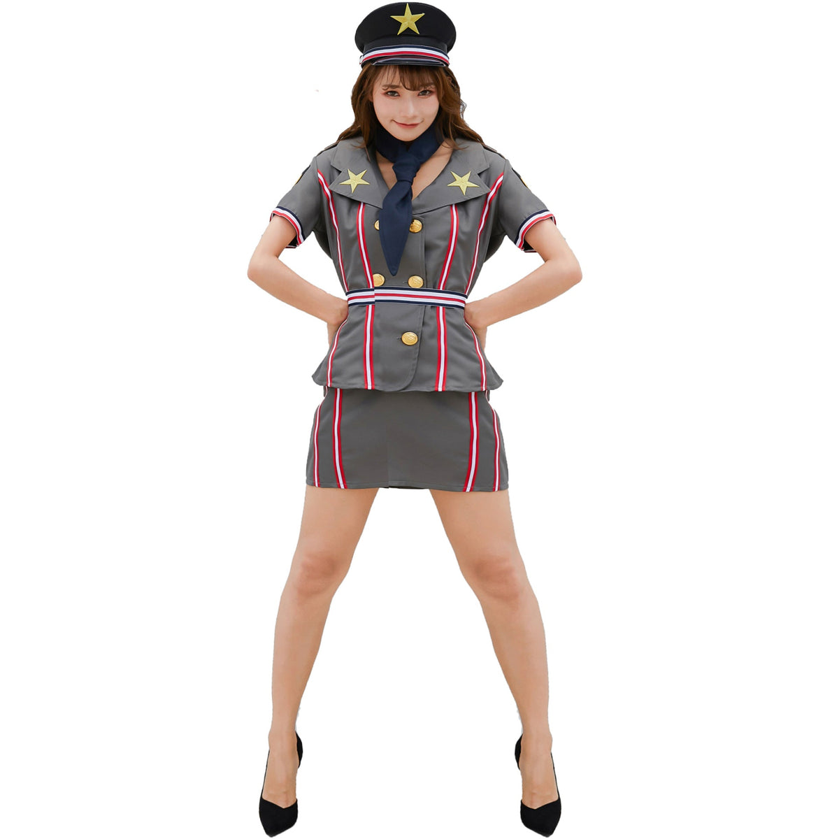 Stylish Halloweez Pilot & Policewoman Cosplay Costume for Women - Anime-Inspired Uniform for Stage Performances