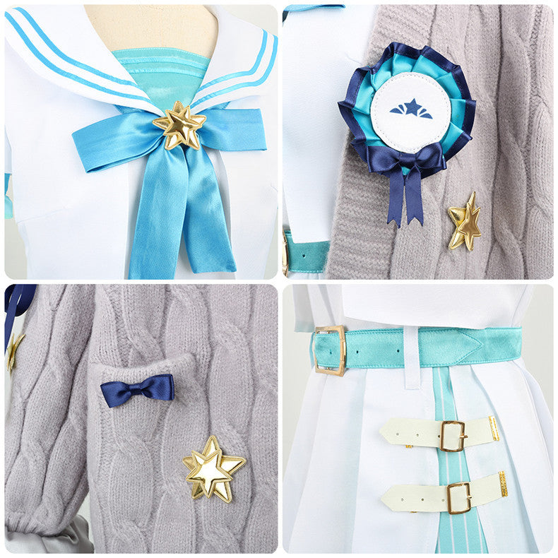 Rainbow VTuber Hoshimachi Suisei Anniversary Anime Costume Set Sweater Coat Version - Halloweez