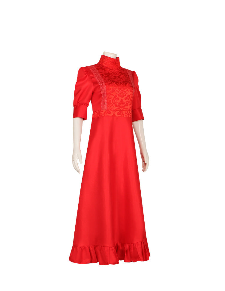 Pearl Cosplay Costume Red Dress from Horror Movie X Prequel for Women - Halloweez